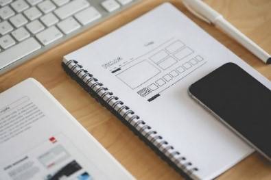 notebook with boxes making a design